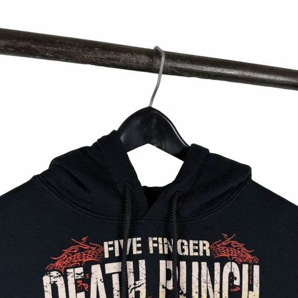 Mens 2000s Five Finger Death Punch Rock Band Music Pullover Hoodie Size L - Picture 3 of 8